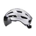 thumbnail image 4 of Casco de bicicleta con visera, equipo acolchado suave desmontable, gorro para bicicleta, casco de bicicleta para mujeres, adultos, bicicleta de montañ Plata, 4 of 8