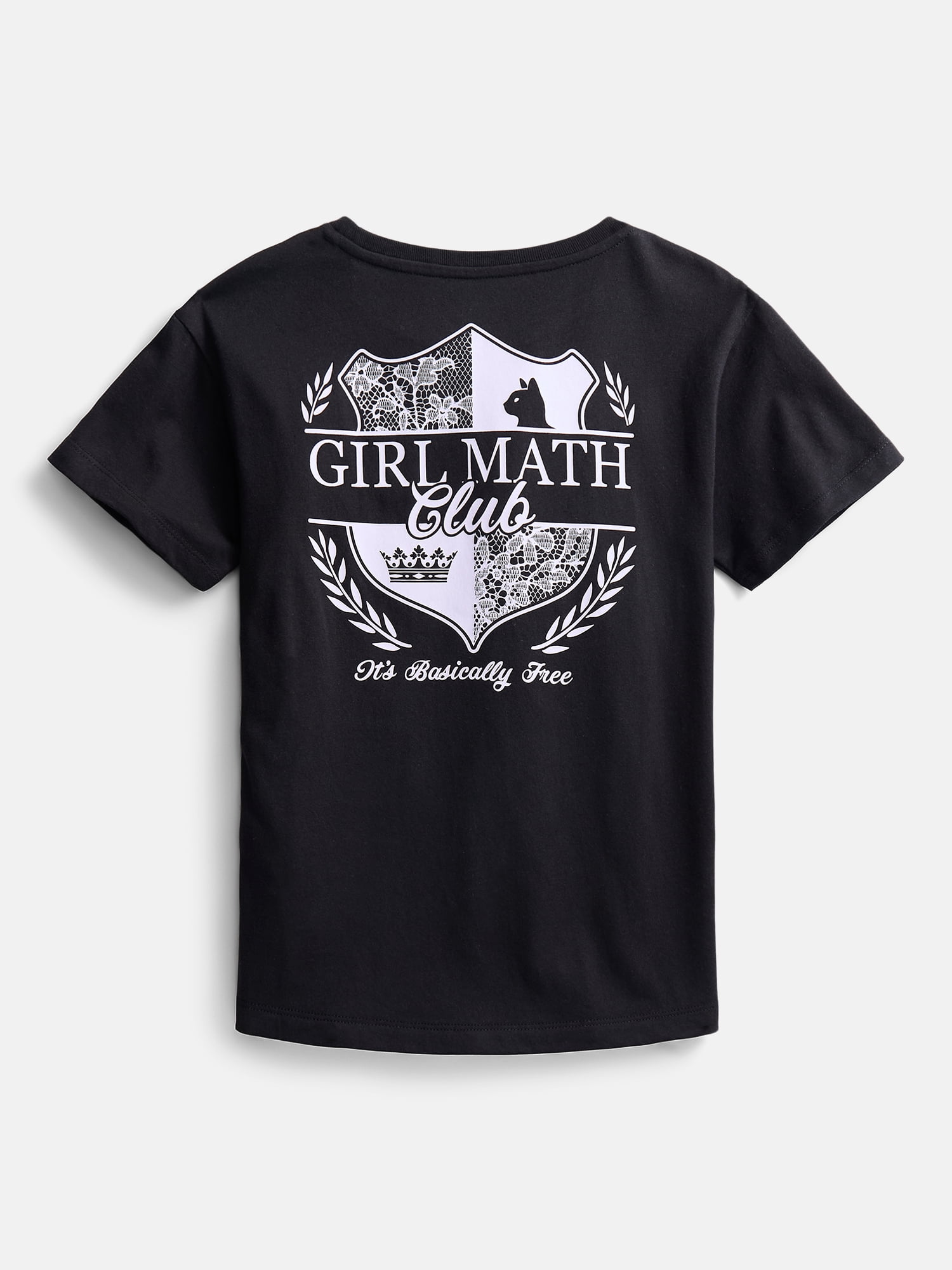 Wonder Nation Girls' Girl Math Front Back Graphic Tee with Short Sleeves, Sizes 4-18