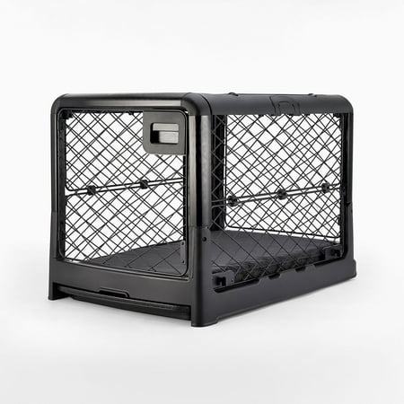 UPC: 0628250900279 | Diggs Revol Medium Dog Crate  Charcoal – Portable Travel Dog Crate with Collapsible Kennel Walls