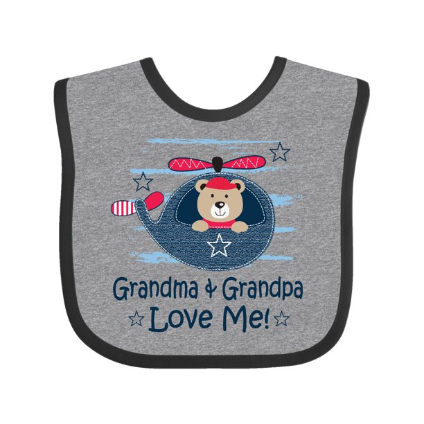 Grandma and Grandpa Love Me Boys Baby Bib