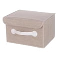 thumbnail image 2 of Collapsible Storage Boxes, Ongmies Storage Bin with Lid, Decorative Foldable Lidded Cotton Linen Fabric Home Cubes Baskets Closet Organizer Container, 2 of 9