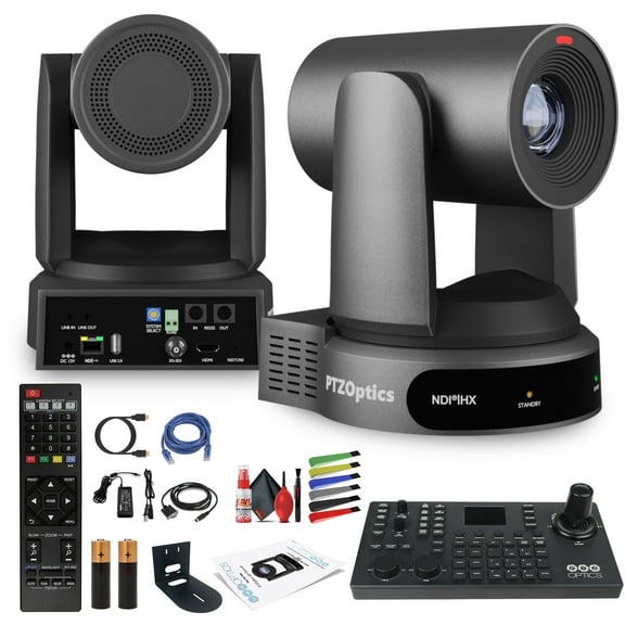 PTZOptics Move 4K PTZ Camera with 30x Zoom (Gray) (PT30X-4K-GY-G3)   SuperJoy PTZ Controller