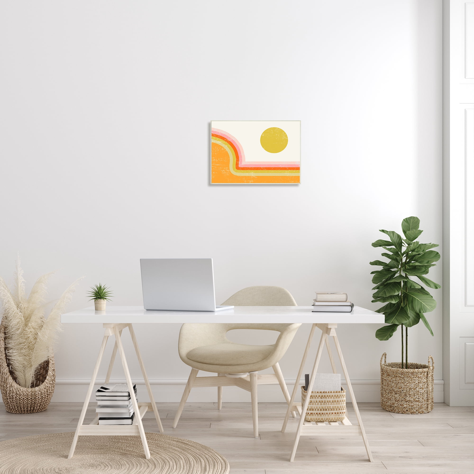 Stupell Indtries Retro Summer Sun Landscape Bold Orange Pink Mountain,19 x 13,Design by Daphne Polselli