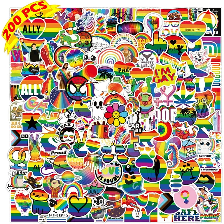 Pride Stickers, 200 PCS Rainbow Stickers for LGBTQ Sticker Packs