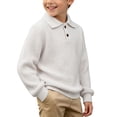 thumbnail image 6 of HAOTAGS Boys Sweater (7-15) Turn-down Collar Button Long Sleeve School Acrylic Pullover Gray Size 13, 6 of 7