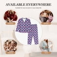 thumbnail image 7 of Fuzoiu Skull Flower Blue Print Women's Long-Sleeved Pajama,Lounge Button Down Nightwear,Womens Notch Collar Pajama Set-Medium, 7 of 7