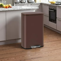 Dkelincs Step Kitchen Trash Can 13 Gallon Stainless Steel Garbage Can Waste Bin with Lid for Bedroom Bathroom, Brown