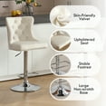 thumbnail image 5 of Velvet Bar Stools Set of 4 Modern Counter Height Bar Stools with Lion Pull Ring Tufted Back, Nailhead Upholstered Barstools for Home Kitchen Island, Swivel Adjustable Stool Chair in Cream, 5 of 9