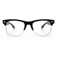 thumbnail image 6 of SA106 Mens Hipster Half Horn Rim Clear Lens Geek Fashion Eyeglasses Black Gold - Clear, 6 of 8