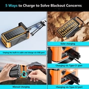 Power Bank Wireless Charger 80000mAh Built in 4 Cables Six Outputs 15W Fast Charging Power Bank for All Mobile Devices Three Inputs Solar Portable Charger with Dual Flashlights