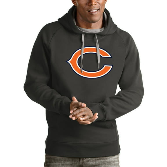 Men's Antigua Charcoal Chicago Bears Victory Pullover Hoodie