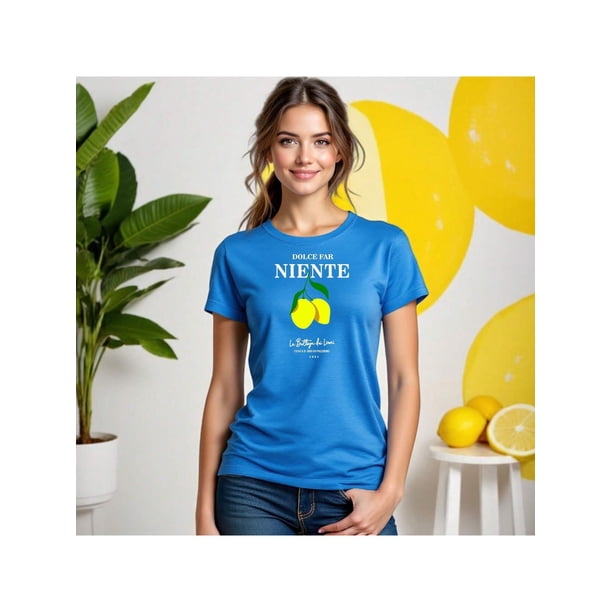 Playera Blusa De LimonesDolce Far Niente – Disfruta el Placer de No Hacer Nada con Estilo Color Aqua Talla Extra Grande Marca Emil SaEs