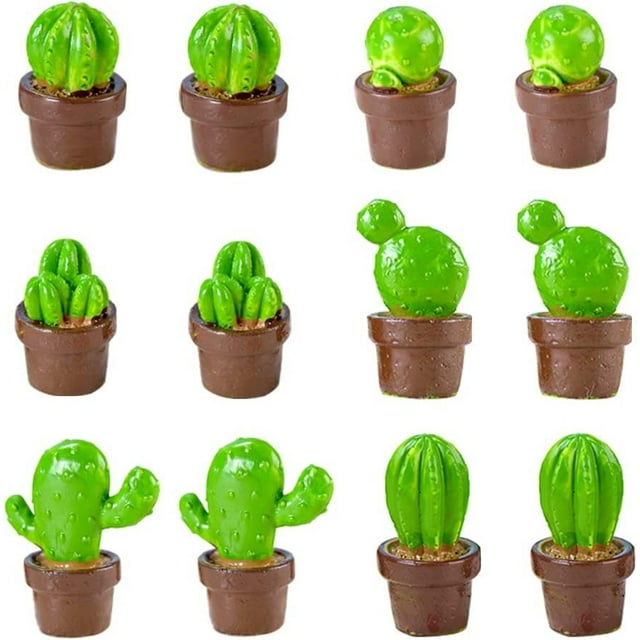 Imanes de Nevera de Cactus, 12 Piezas Lindos Imanes de Nevera Pegatinas Imán de Planta Placa de Imán Linda Decoración de Oficina en el Hogar para Nevera (Tipos Aleatorios) brillar Electrónica