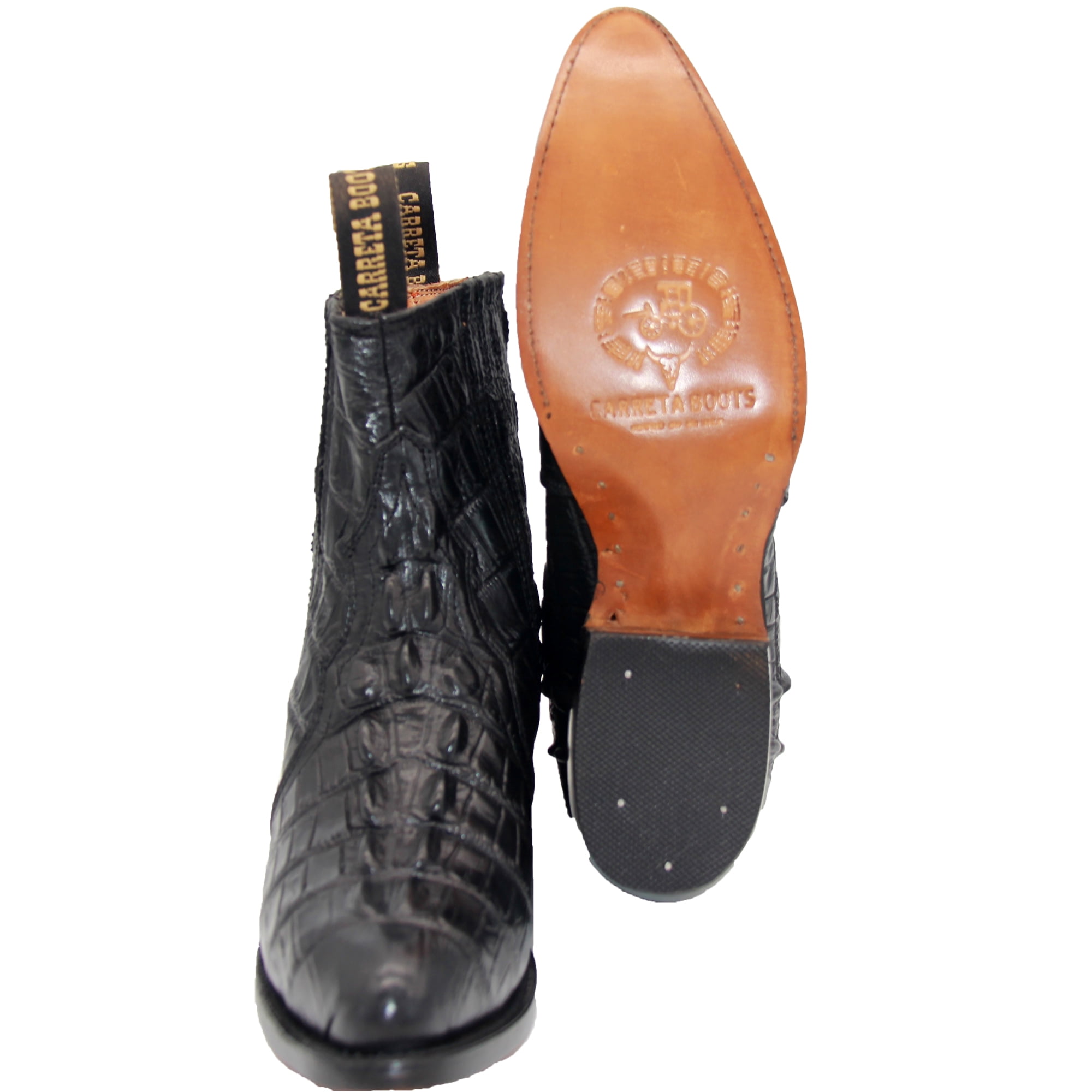 Mens Short Ankle Crocodile Alligator Print Leather Western  display picture 1