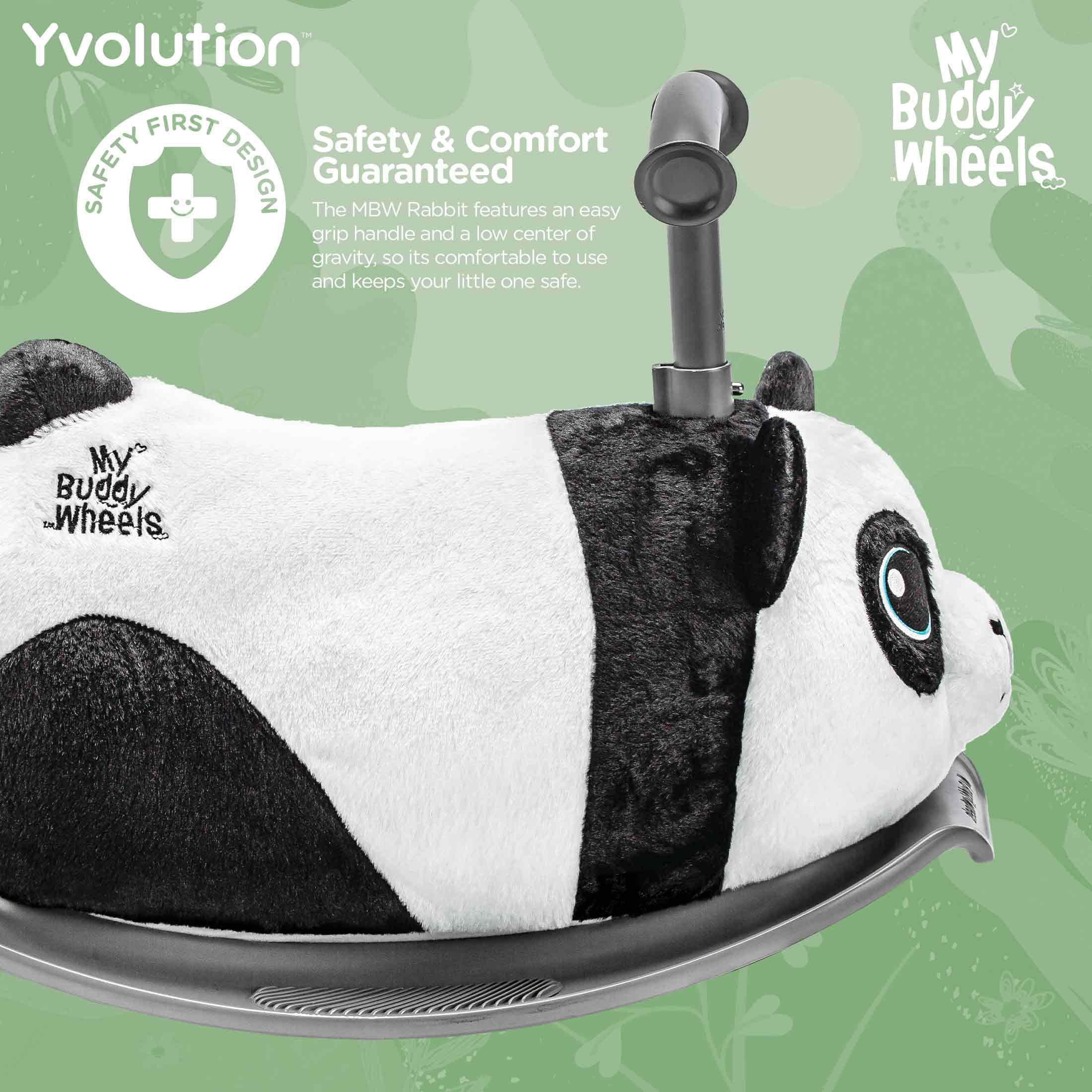 Yvolution My Buddy Roller 2-in-1 Panda Plush Ride-On Toy, Rocker & Ride-On Modes, Ages 10–36 Months