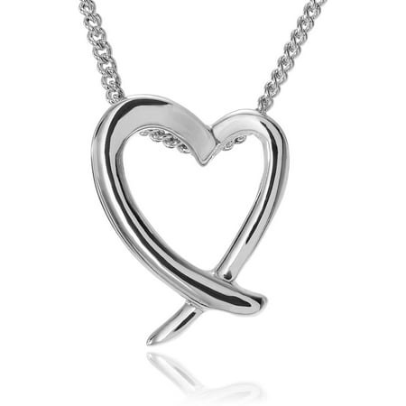 Brinley Co. Women's Sterling Silver Open Heart Pendant Fashion Necklace
