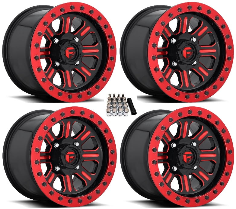 Fuel Hardline Beadlock 15x7/15x10 UTV Wheels Red Polaris RZR 1000 XP