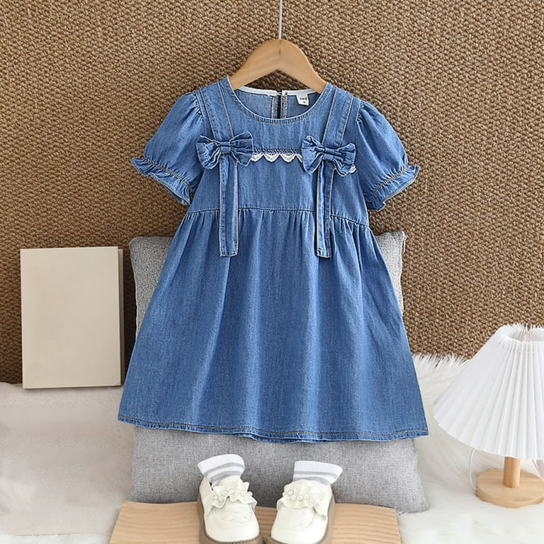 white christmas dresses Floral Peter Pan Collar Denim Dress – Ragstock main image 1