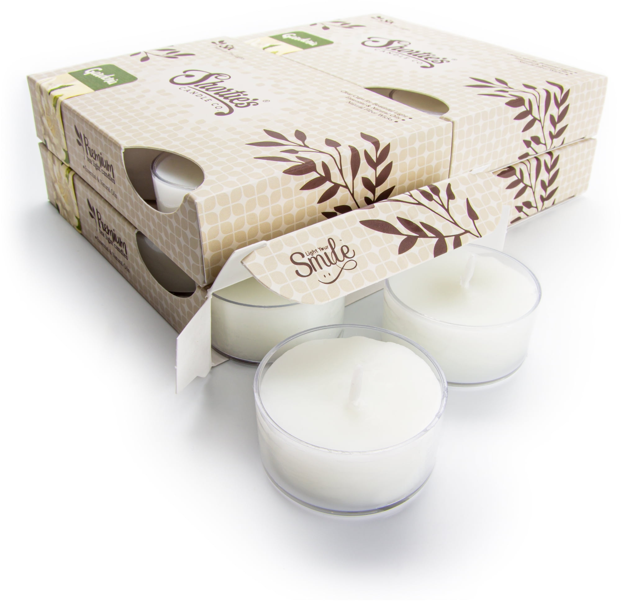 Pure Gardenia Tealight Candles Bulk Pack - 24 White Premium Scented Tea Lights - Essential & Natural Oils - Shortie's Candle Company