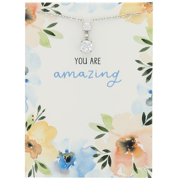 Amazing
White Crystal - 16.5"-18.5" White Gold Plated Necklace with Cubic Zirconia Stones