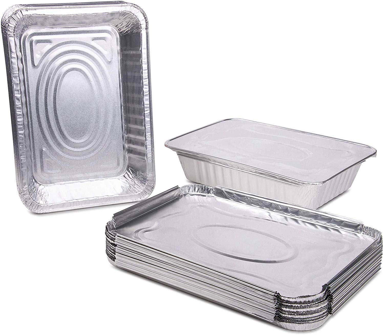 50 Pack Diplastible 2.25 Pounds Disposable Aluminum Foil Pans with Lids