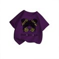 thumbnail image 3 of Kid Girls Cute Girls Cartoon Graphic Crew Neck Short Sleeve Tee Summer Casual T Shirt Purple,5-6 Years, 3 of 5