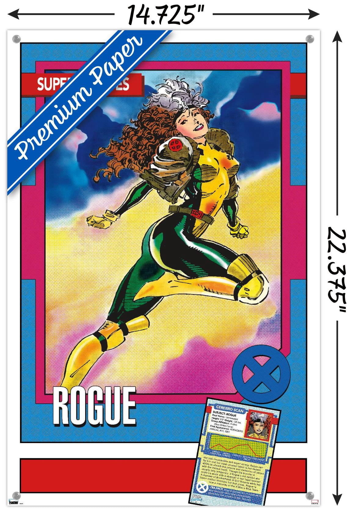 Marvel Trading Cards - Rogue Wall Poster with Push Pins, 14.725" x 22.375"