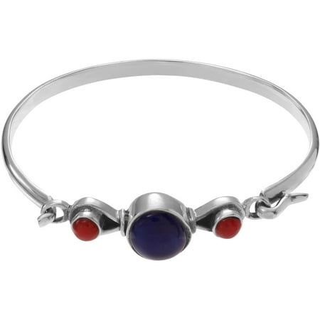 Brinley Co. Women's Lapis Carnelian Sterling Silver Accent Bangle, 7