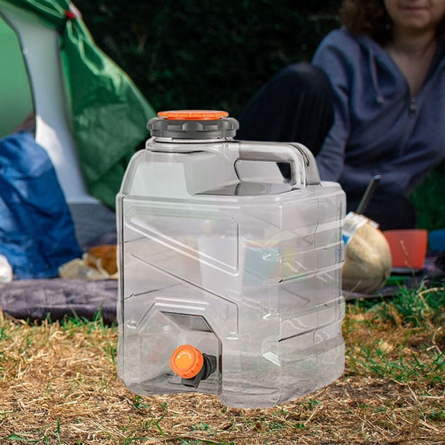 Tanque de agua de contenedor de agua para acampar con dispensador de bebidas de tubo de extensión con jarra de almacenamiento de espiga para viajes RV 15 L