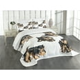 thumbnail image 3 of Ambesonne Yorkie Quilted Bedspread Set 3 Pcs, Terrier Cartoon, Queen Size, Pale Coffee Black, 3 of 5