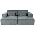thumbnail image 3 of Double Sofa Bed Corduroy Couch with 2 Pillows, Split Design, Convertible Sleeper Sofa for Living Room, Apartment, Office, Grey, 2-Seater, 86.6"x65"x30.7", No Assembly Needed, 3 of 11