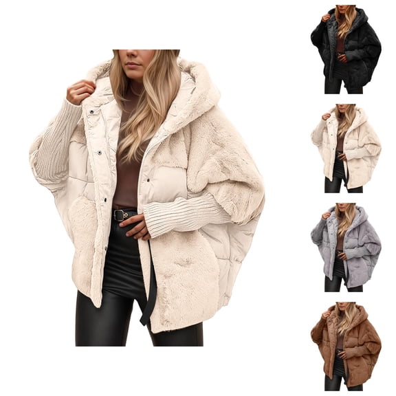 Winter Coats for Women 2025 Long Sleeve Warm Zipper Button Casual Hooded Jacket with Pockets Outerwear