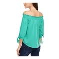 thumbnail image 2 of MAISON JULES Womens Green Pinstripe 3/4 Sleeve Off Shoulder Top Juniors Size: S, 2 of 2