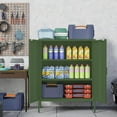 thumbnail image 3 of Elegant Metal Locker Cabinet with 2 Doors, Metal Accent Cabinets with 2 Adjustable Shelves, Sideboard for Kitchen Living Room Hallway Entryway,Green, 3 of 6