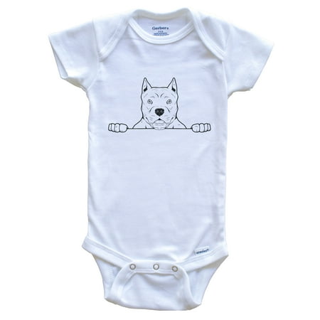 

Pit Bull Dog Breed Drawing Cute Baby Bodysuit 6-9 months white
