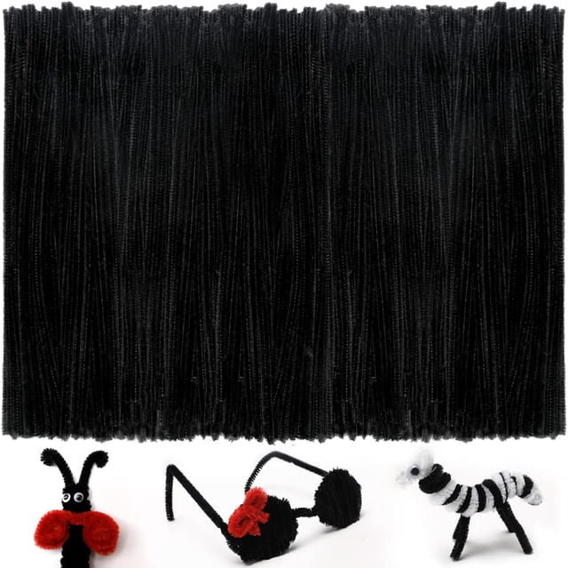 200psc Black Pipe Cleaners, Chenille Stems, Pipe Cleaners for Crafts, Pipe Cleaner Crafts, Art and Craft Supplies.