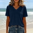 thumbnail image 5 of VBVC Women's V Neck Short Sleeve T-Shirt , Ladies' Loose Fit Breathable Casual Tee , Lightweight Basic Summer Tops For Women,Navy,S-2XL, 5 of 7