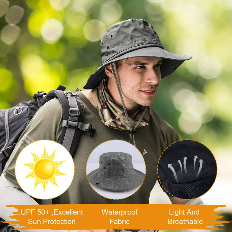 UNIPRIMEBBQ Sun Hats for Men Women, Fishing Hat Wide Brim Sun Protection Hat with Breathable Safari Hat and Fisherman Hat Hiking Hats Boonie Hats for
