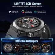 Smartwatch for Men, 1.39'' with Bluetooth Answer Make Calls/120+ Sport Mode/30-Day Standby, Rugged Smartwatch fits for Android and iPhone Devices Black