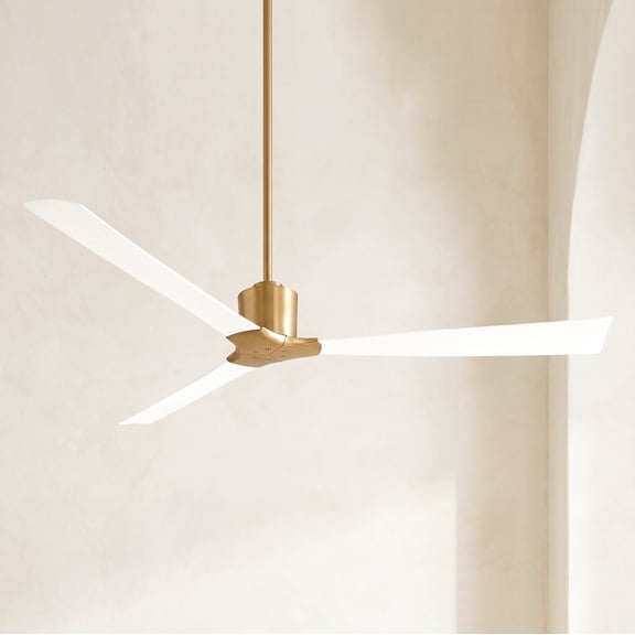 60" Casa Vieja Lume Soft Brass and White Damp Ceiling Fan with Remote