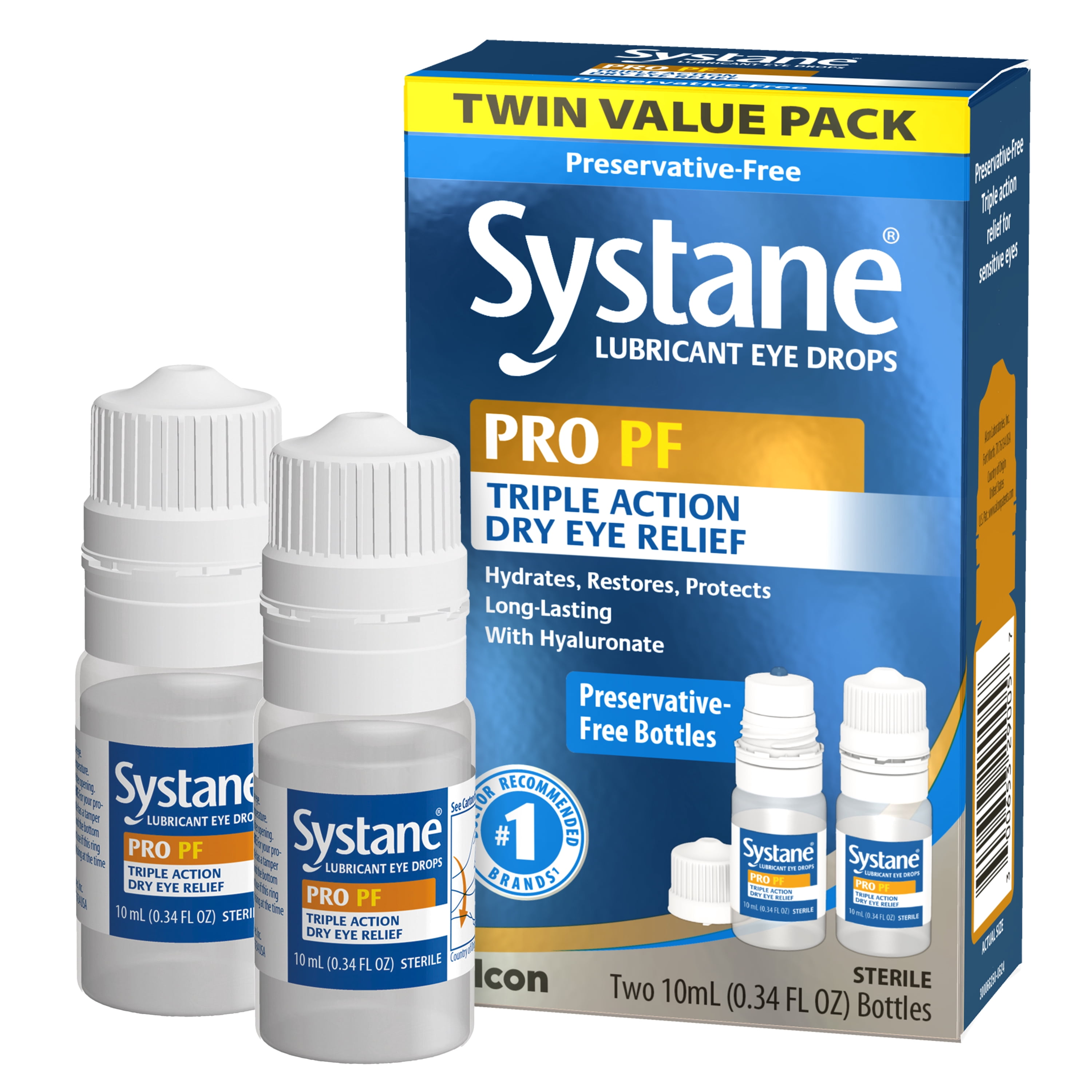 Systane PRO Preservative Free Eye Lubricant Drops for Dry Eyes, Hydrate, Restore & Protect (2 x 10 mL)