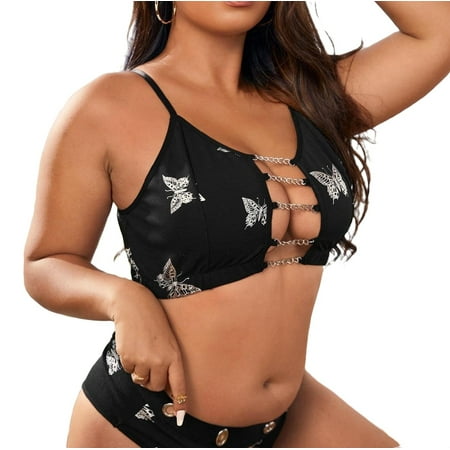 

Sexy Print A Piece Black Plus Size Bras & Bralettes (Women s)