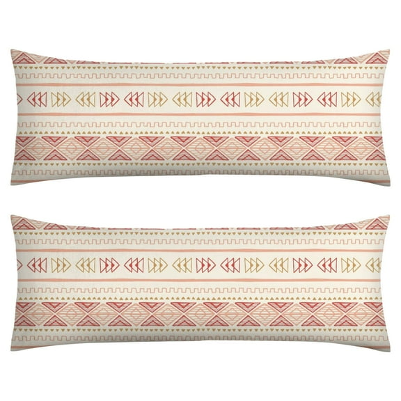 Retro Style Geometric Body Pillow Cover 20x54 - Tribal Long Pillow Case with Zipper - Bohemian & Nordic Patterns - Breathable Maternity Pillowcase