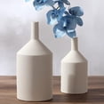 thumbnail image 2 of Jarrón de cerámica de porcelana con boca pequeña y fina, único, para decoración floral de jardín y hogar. Blanco, 2 of 4
