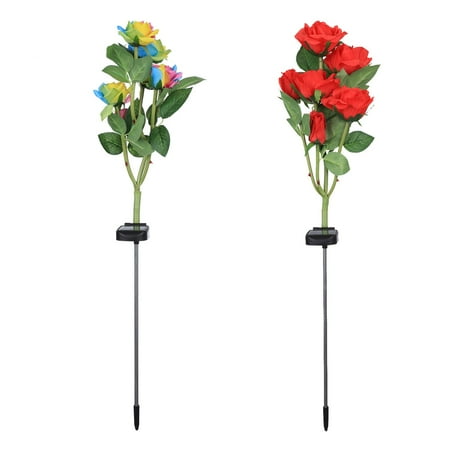 

HIBRO Upgraded LED Solar Powered Light With 6 Rose Flowers 2pcs