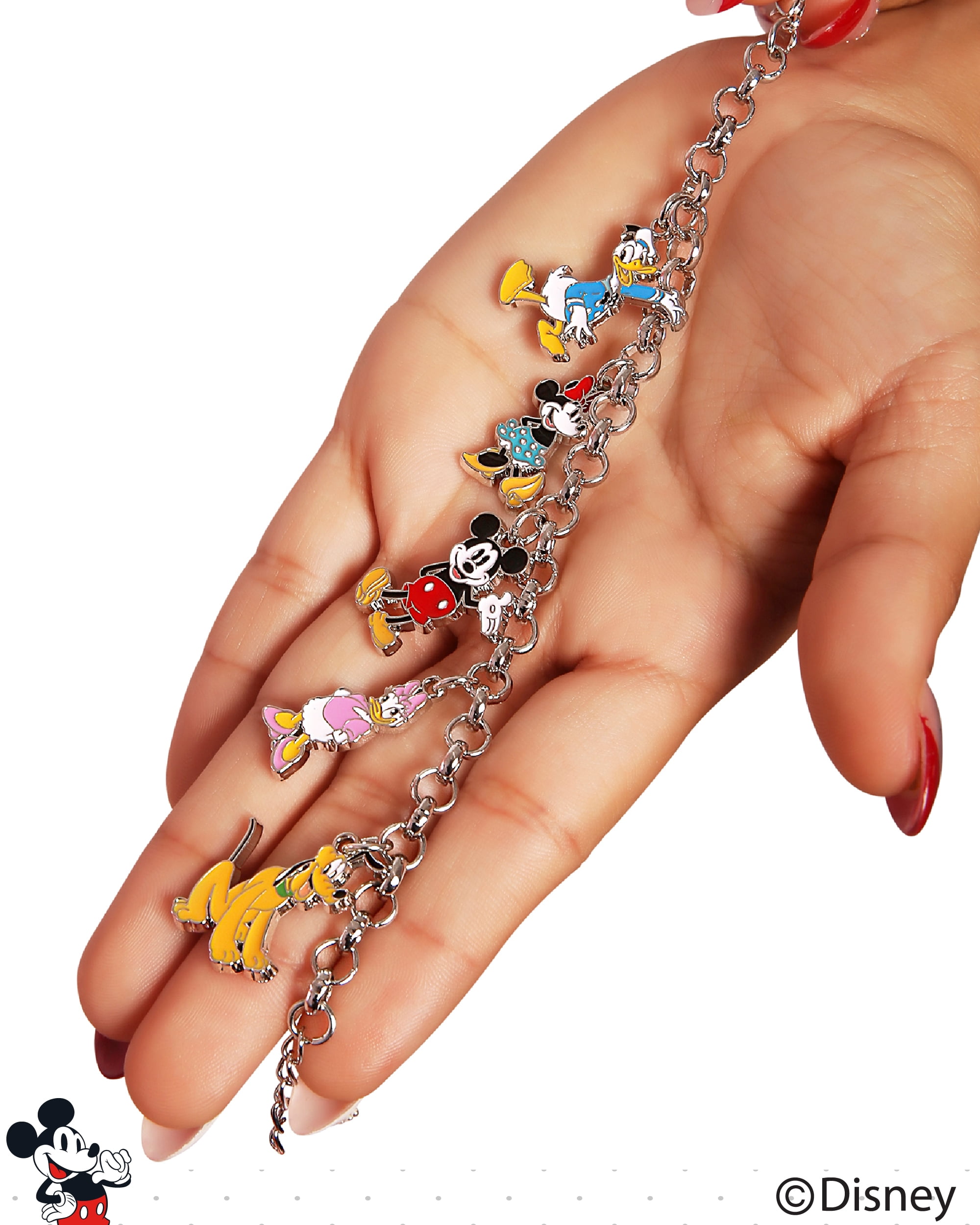 Mickey Mouse and Friends Charm Bracelet Official License, 6.75+1" Disney Charm Bracelet for Women