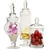 Clear Glass Jars With Lid, Decorative Footed Vase, Candy Buffet Containers Set Of 3