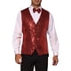thumbnail image 1 of Chaleco sin mangas brillante de lentejuelas INSPIRE CHIC para hombre, corte ajustado en V, fiesta disco, corbata de moño, 2XL rojo, 1 of 5