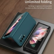 Samsung Galaxy Z Fold 3 5G Case with Tempered Glass Screen Protector, Dteck Ultra Thin Full Protection Cover Hard PC Anti-Scratch Shockproof Protective Phone Case for Samsung Galaxy Z Fold 3, Clear