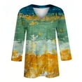 thumbnail image 3 of WZXFASHION Hauts pour Femmes Manches 3/4 Été Col en V Tunique Décontractée 2025 Liquidation T-shirt Manches Longues pour Femmes, 3 of 4
